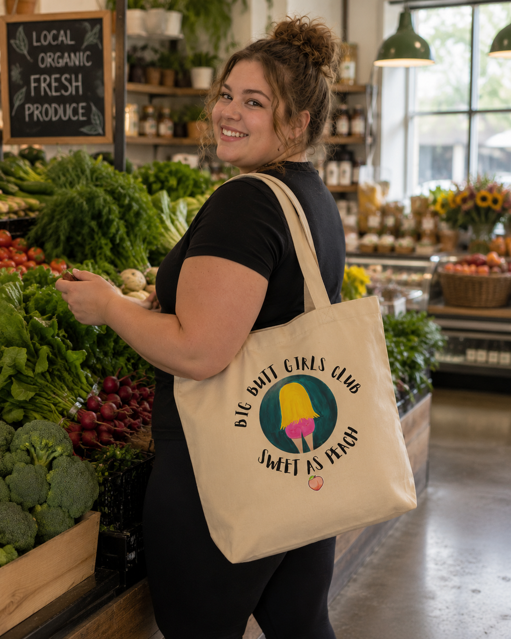 Eco Tote Bag | Sweet as Peach  | Blonde Bombshell | Big Butt Girls Club Collection