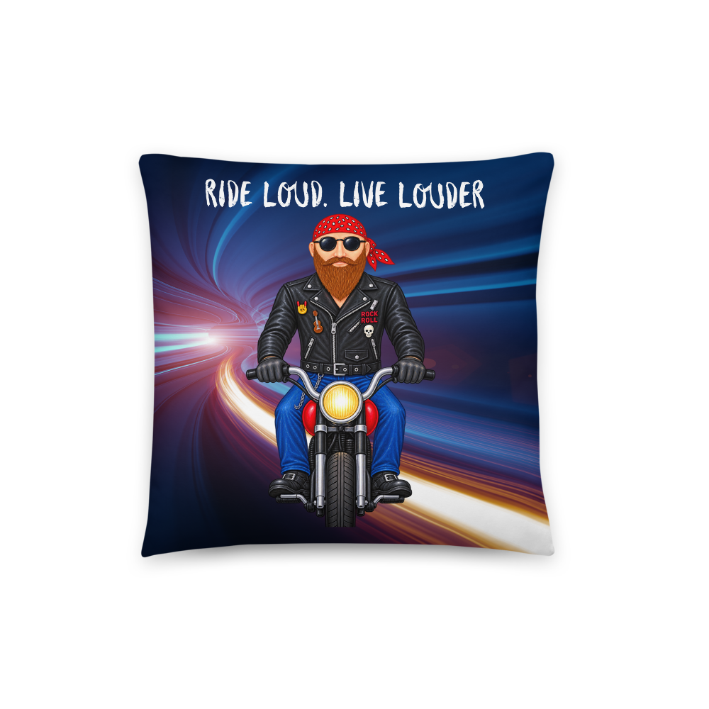 Whimsical Portrait Character Pillow | Rusty | Ride Loud. Live Louder