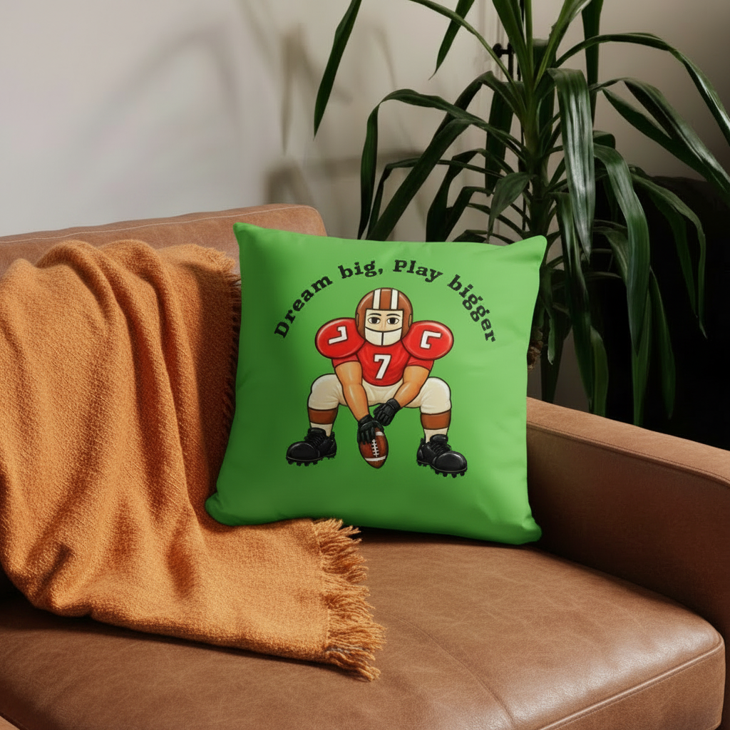 Whimsical Portrait Character Pillow |Touchdown Freddie | Dream Big