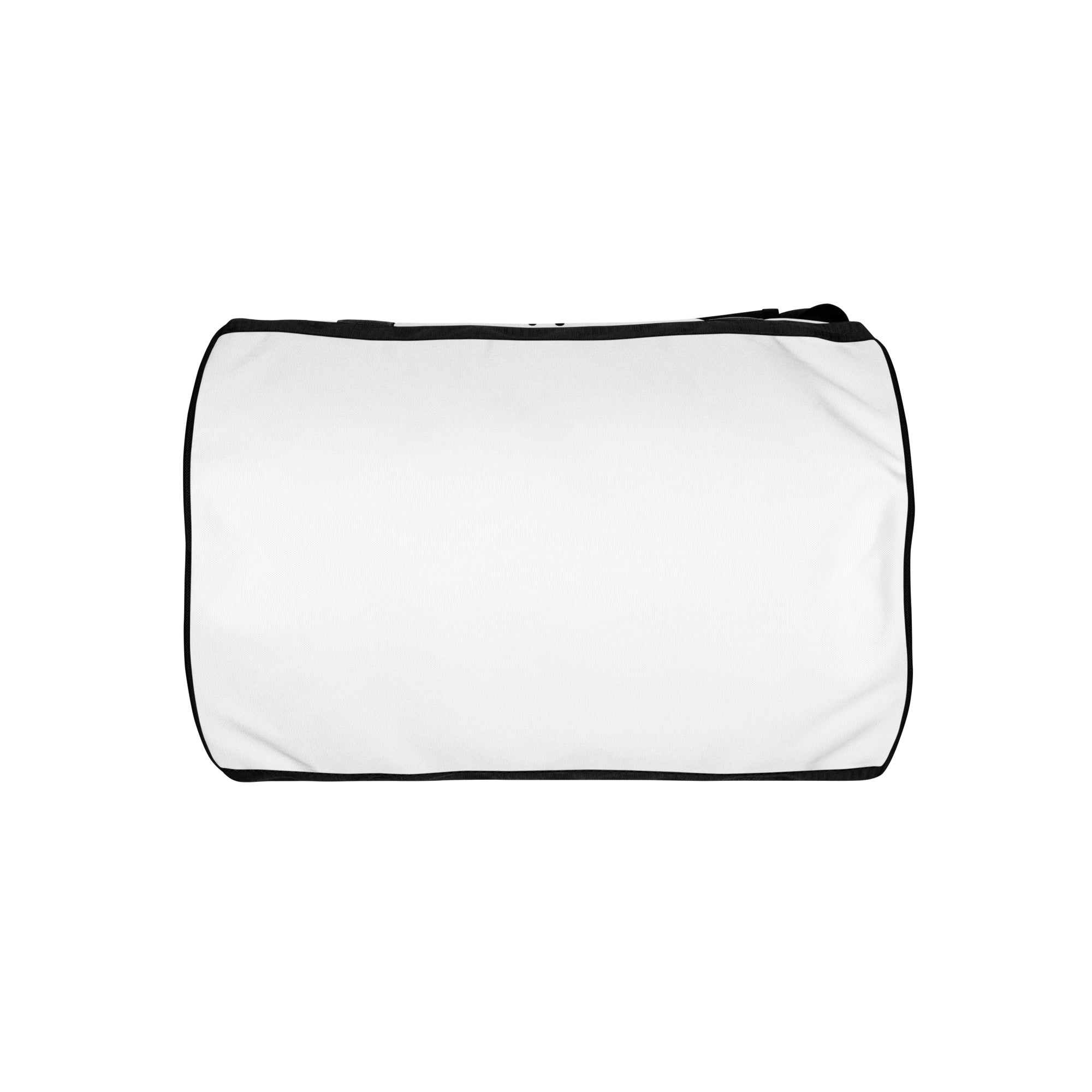 White pouch with black zipper on a white background