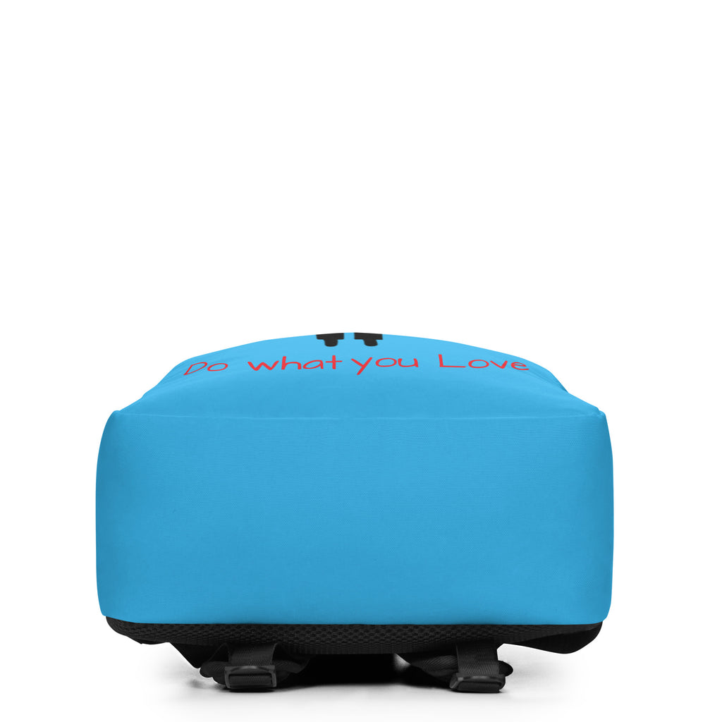 Blue suitcase with 'Do what you love' text on a white background