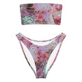 Multicolored marbled bikini set on a white background