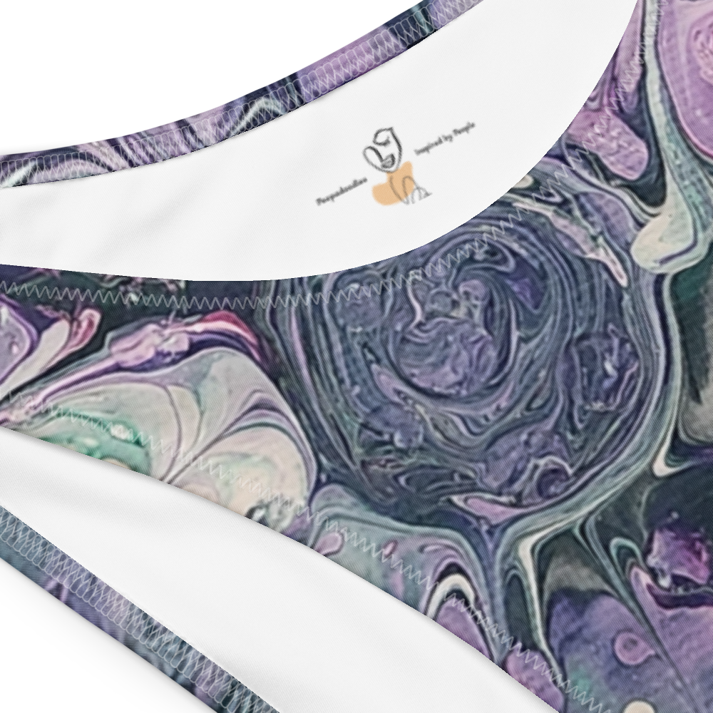 Marbled patterned product with a brand logo on a white background