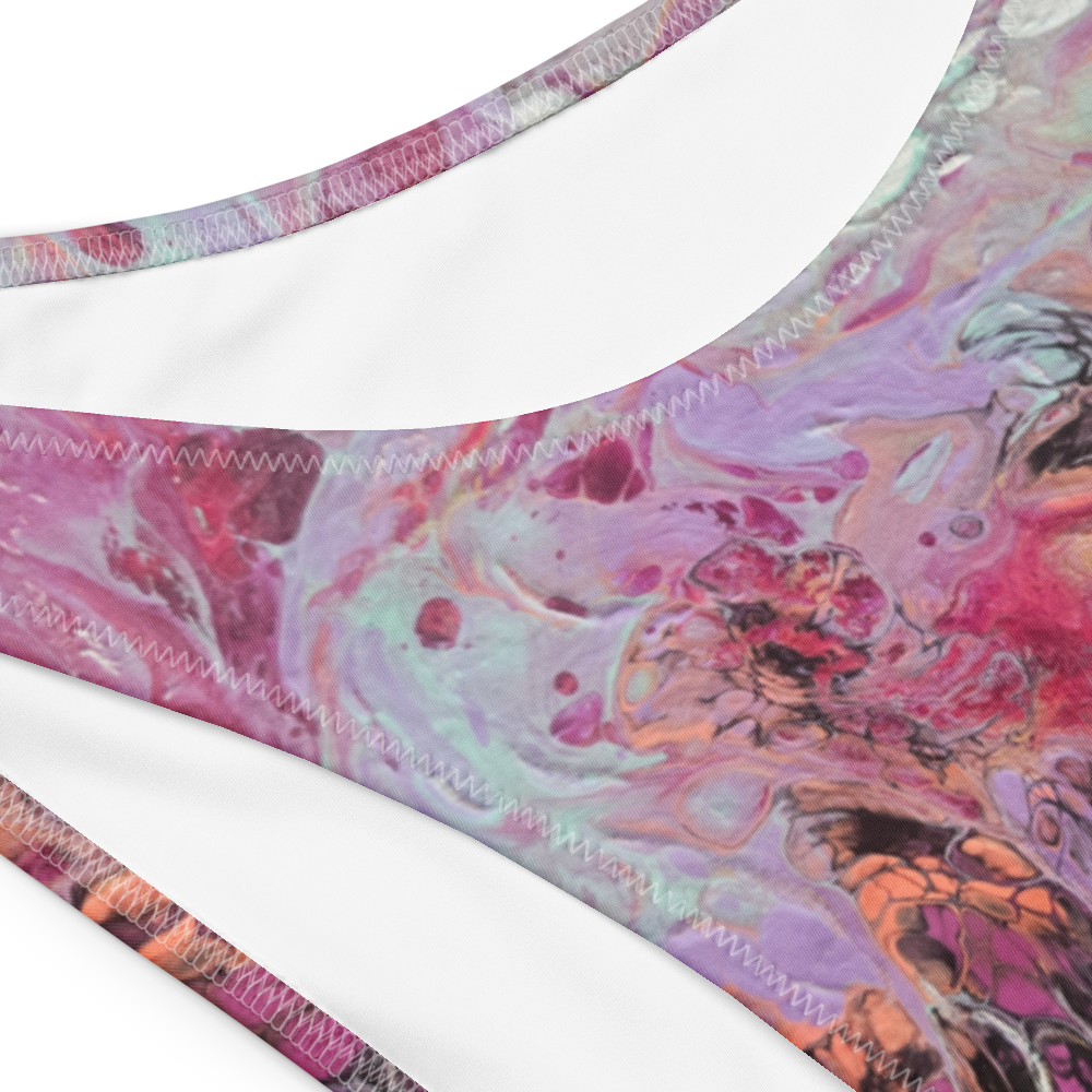 Multicolored abstract patterned fabric on a white background