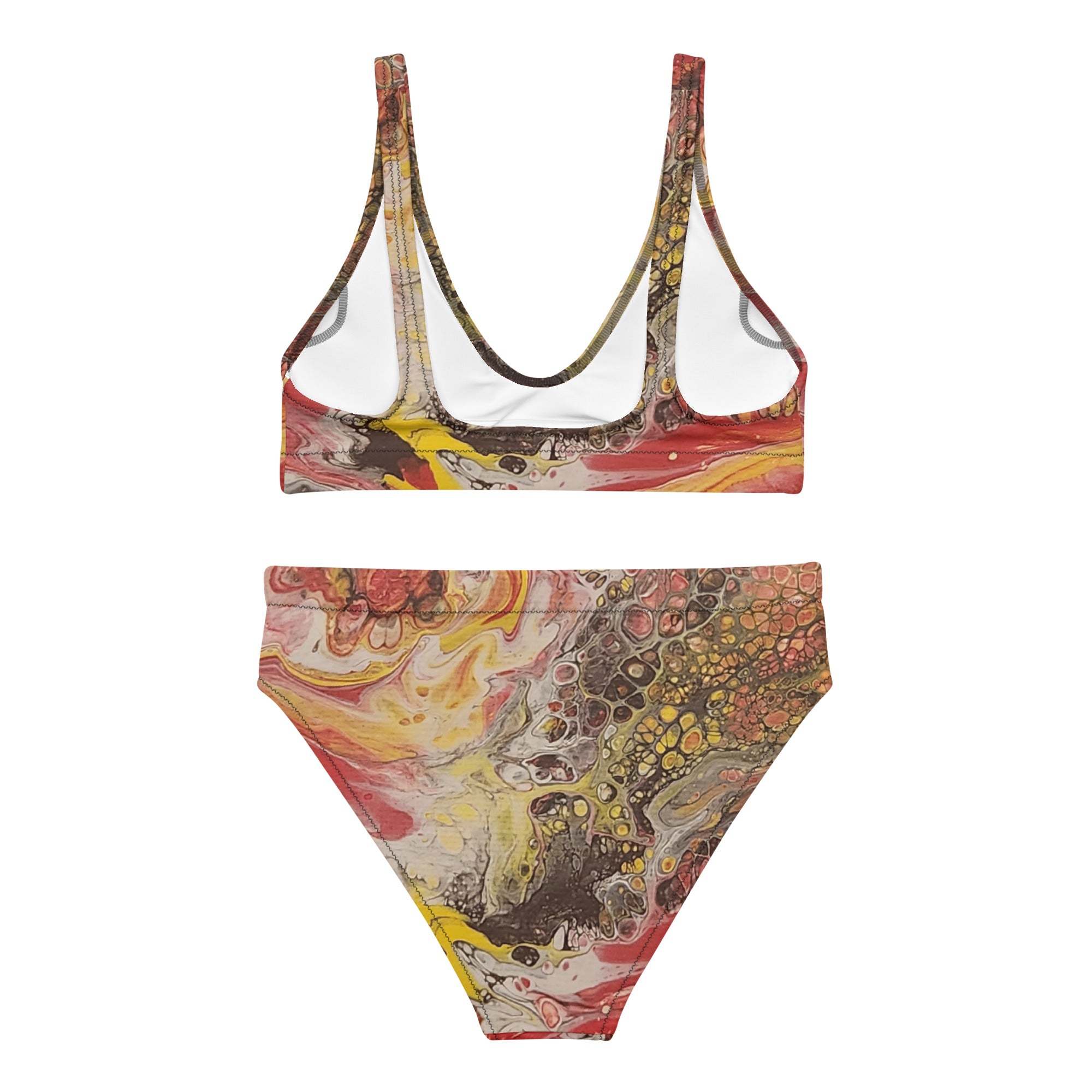 Colorful swimsuit with abstract design on a white background