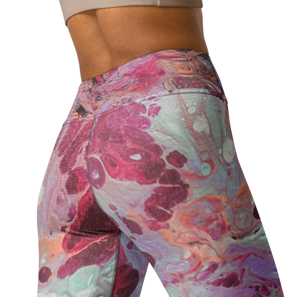 Colorful patterned leggings on a white background