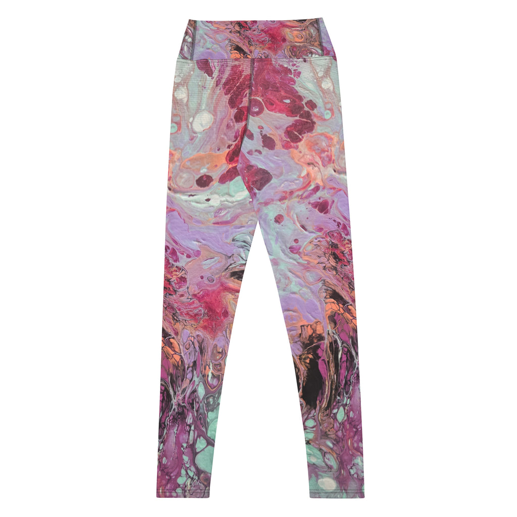 Colorful patterned leggings on a white background