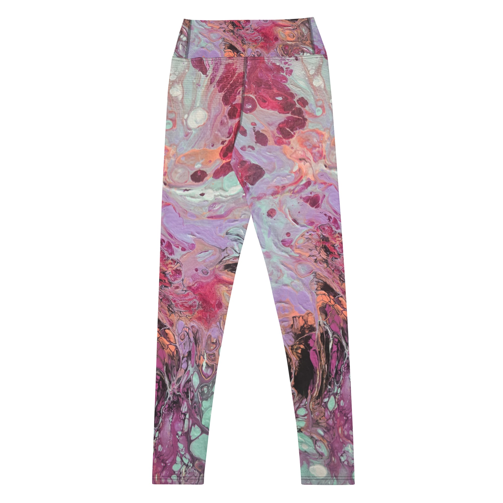 Colorful patterned leggings on a white background