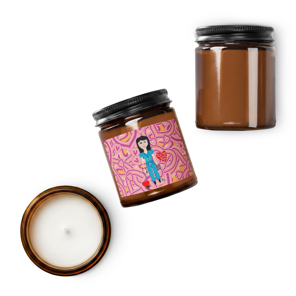 image of a whimsical character nurse candle on a white background