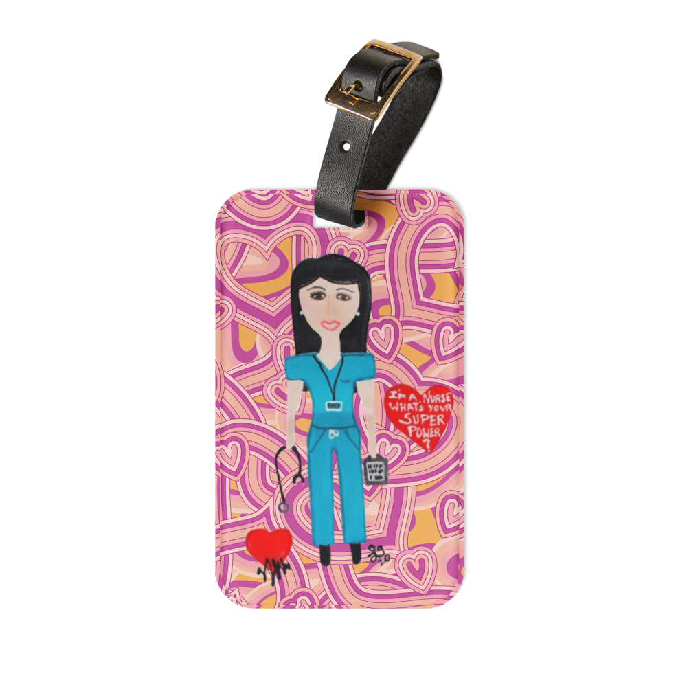 mage of the front side of a luggage tag on a white background