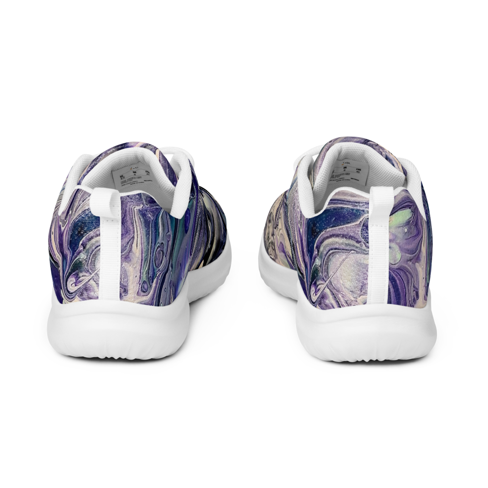 Marbled purple and white sneakers on a white background