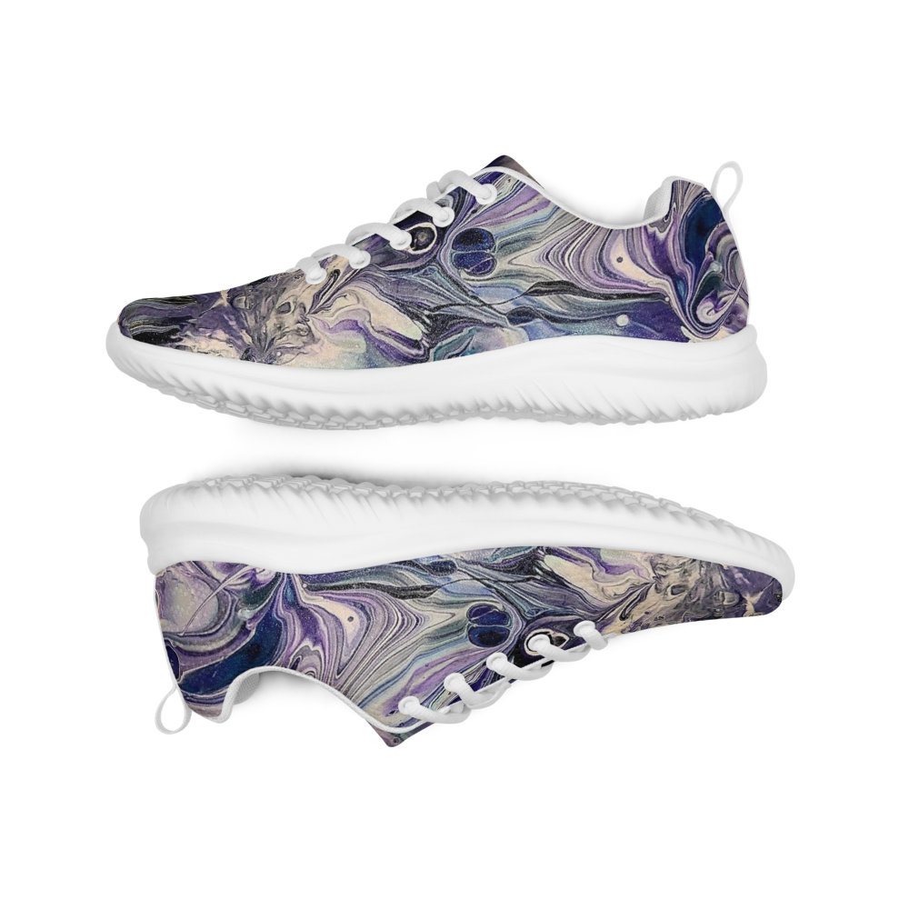 Pair of sneakers with a marbled pattern on a white background