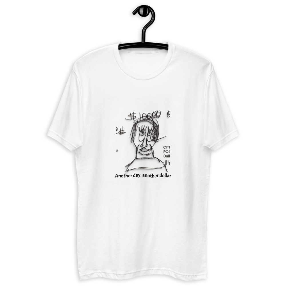 men's white novelty t-shirt on a white background