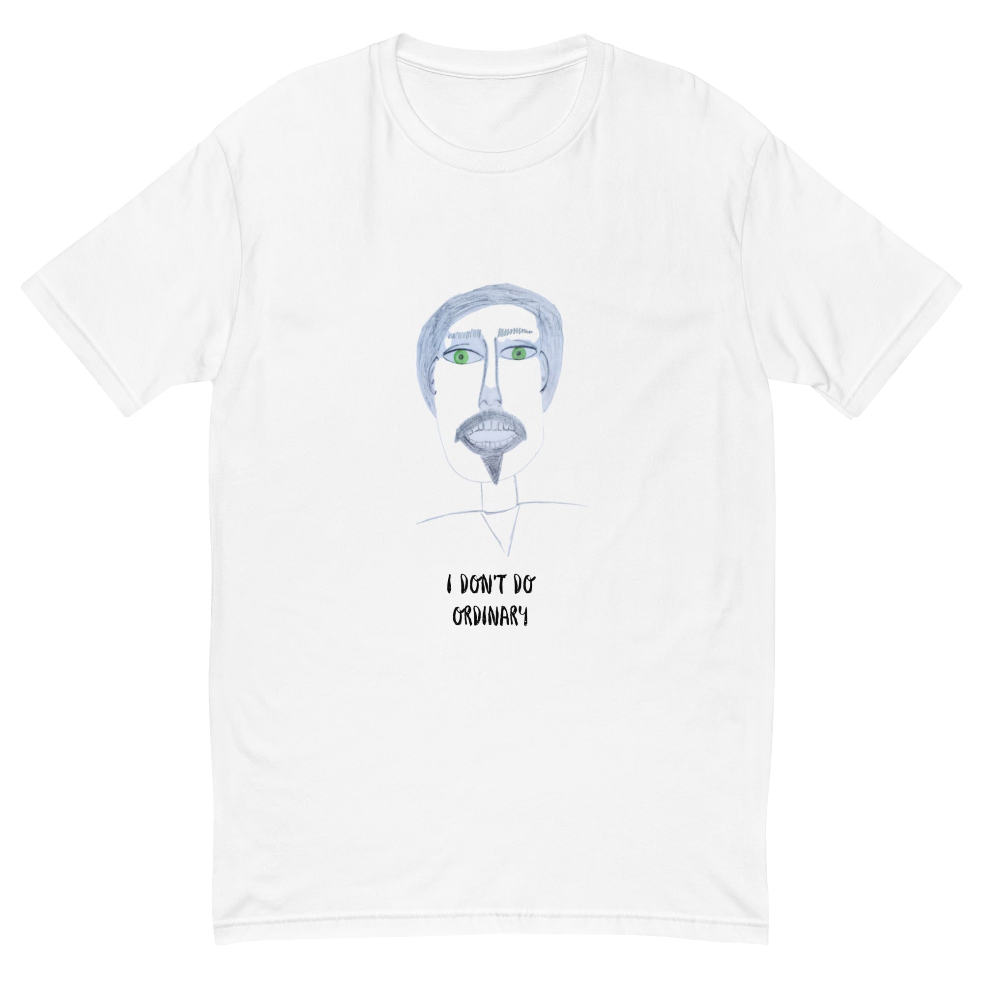 A black, white and green novelty t-shirt on a white background
