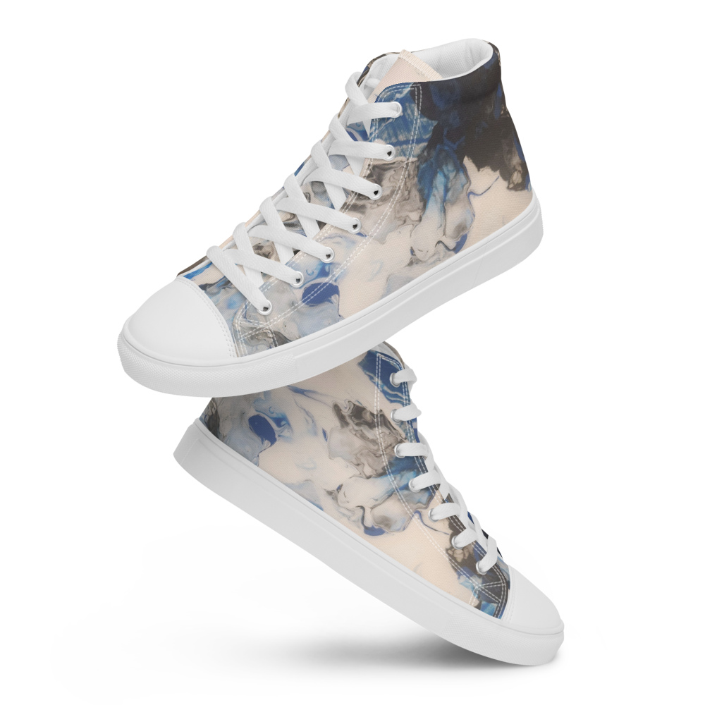 High-top sneakers with a floral pattern on a white background