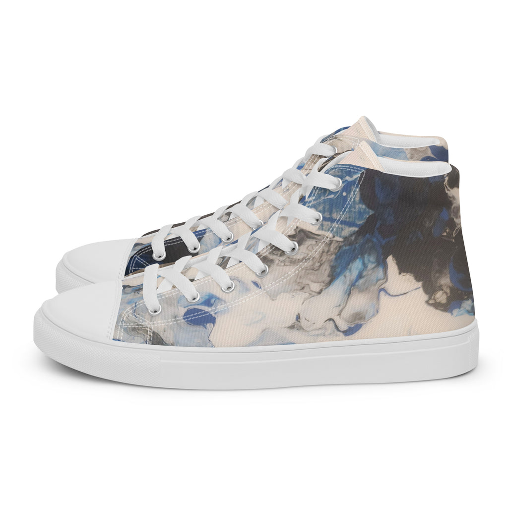 High-top sneakers with a abstract design on a white background