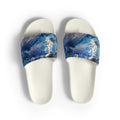 men's blue slide sandals on a white background