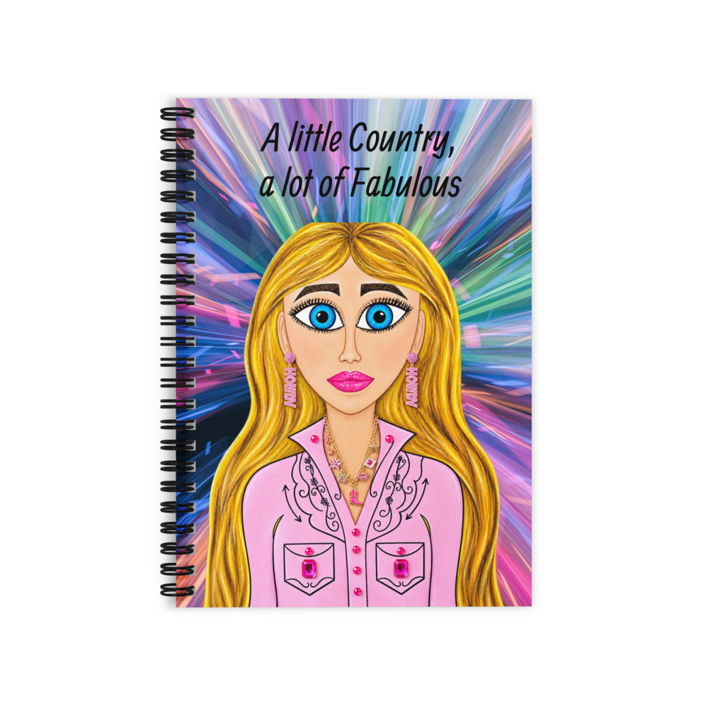 a colorful notebook with the image of a country girl