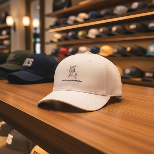 A man's Adidas hat on a store counter