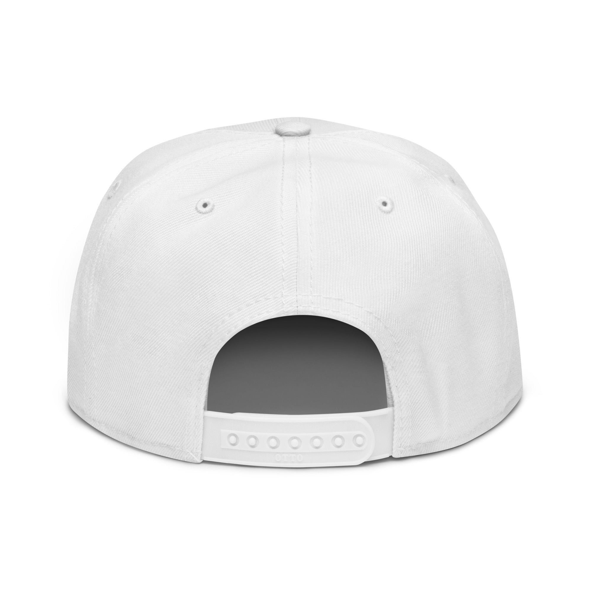 white hat with no drama mama cartoon on a white background