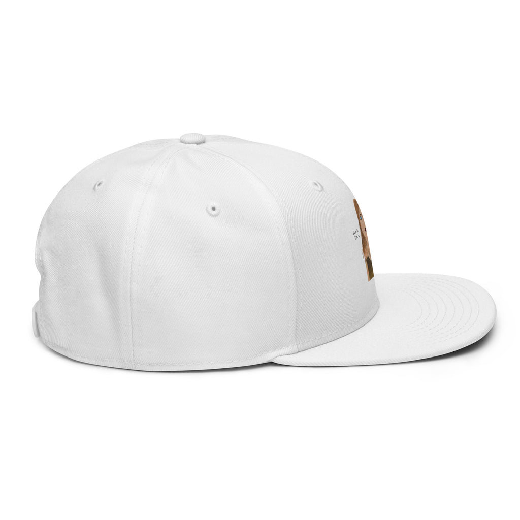 white hat with no drama mama cartoon on a white background