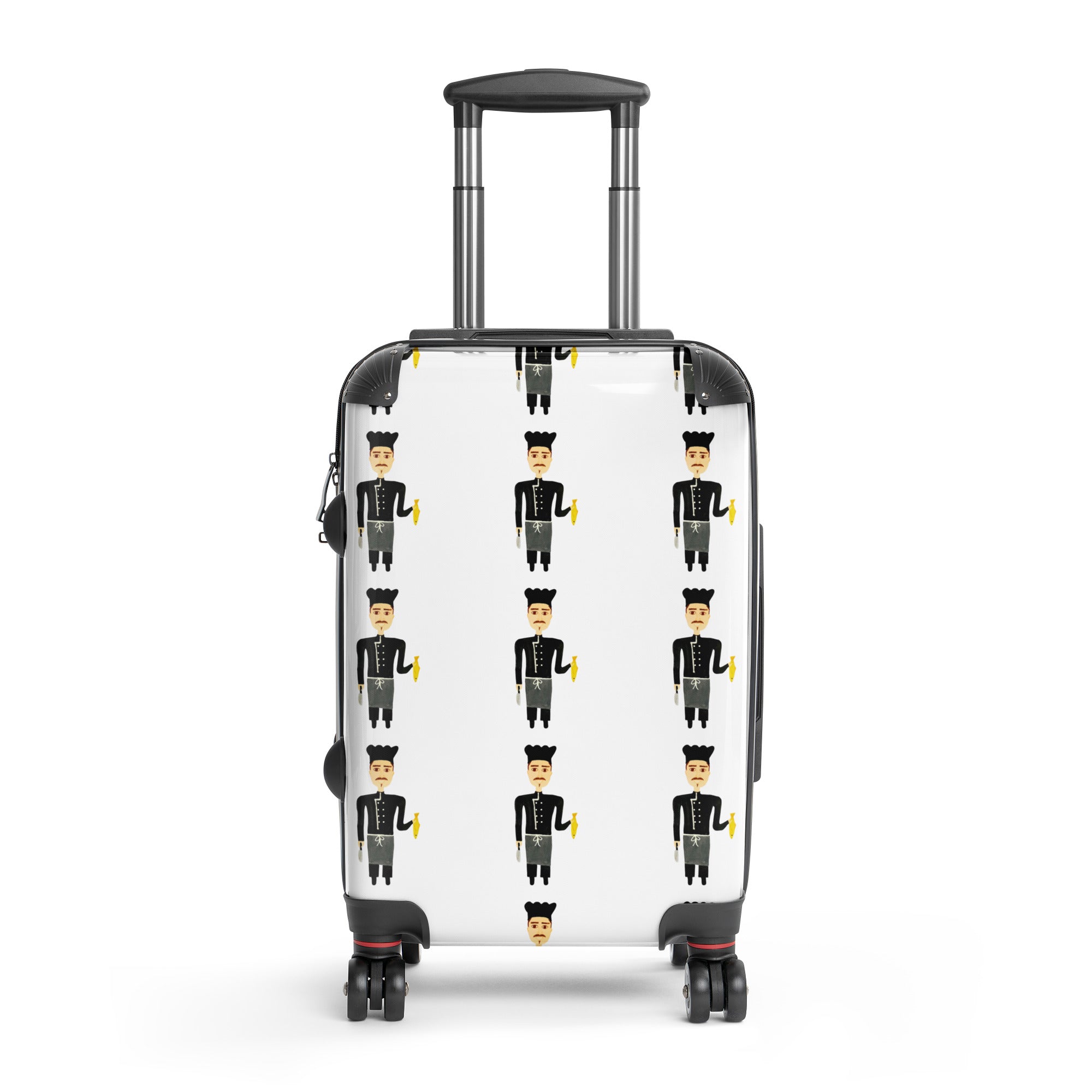Suitcase with nutcracker pattern on a white background
