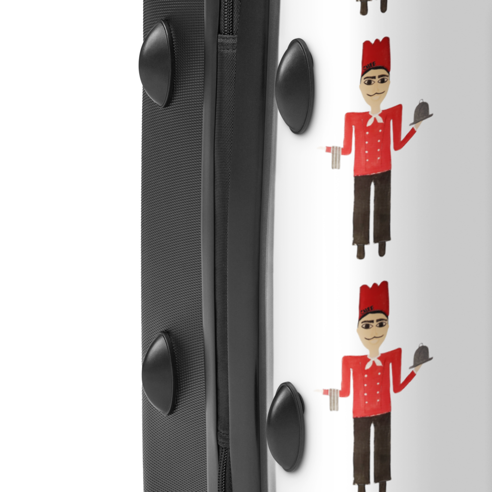 Luggage with cartoon character design on a white background
