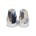 Pair of high-top sneakers with abstract design on a white background