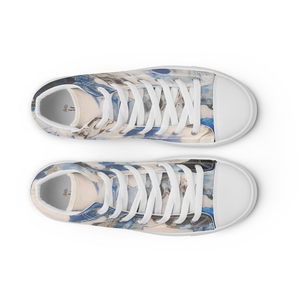 Pair of sneakers with a floral pattern on a white background