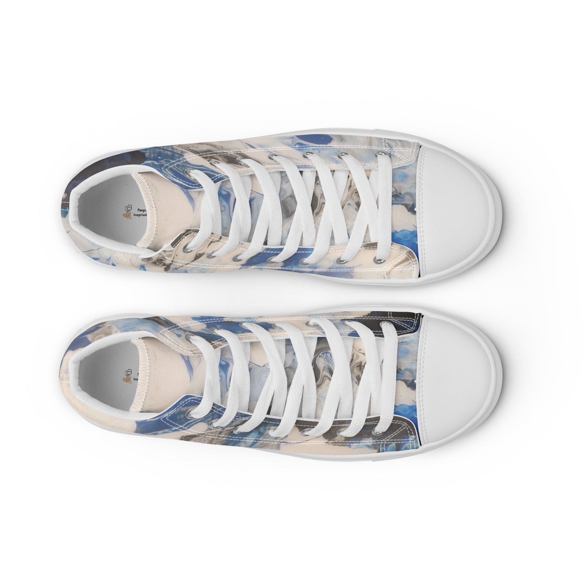 Pair of sneakers with a floral pattern on a white background