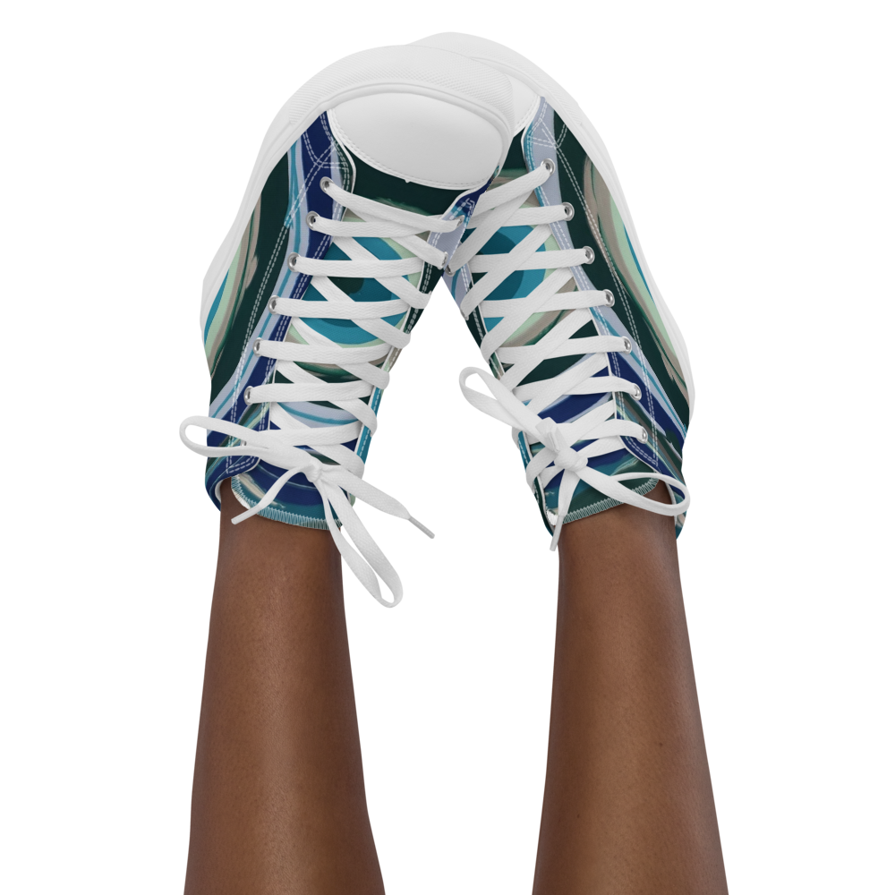 Colorful sneakers with white laces on a white background