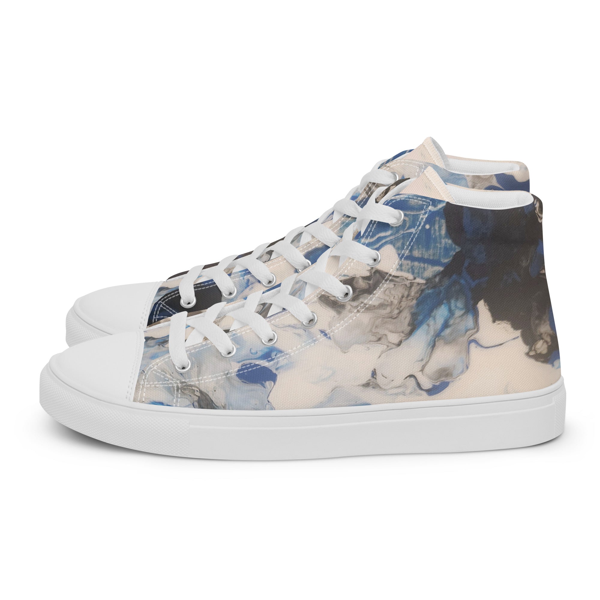 High-top sneakers with a abstract design on a white background