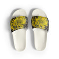 women's abstract yellow slides on a white background