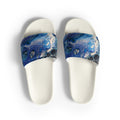 women's blue slide sandals on a white background