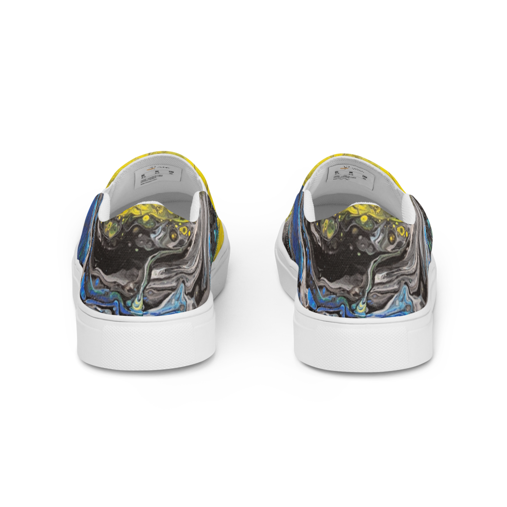 White sneakers with a unique design on the sole against a white background