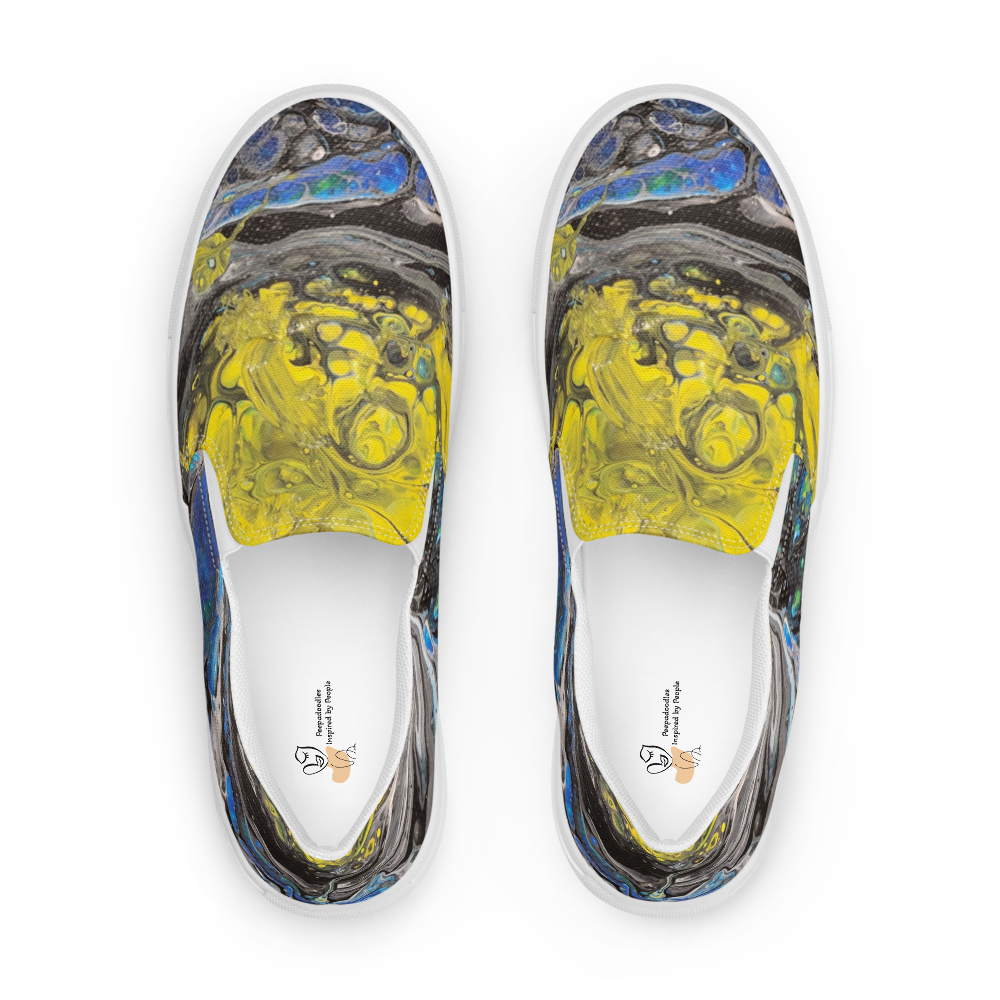 women's abstract yellow slides on a white background