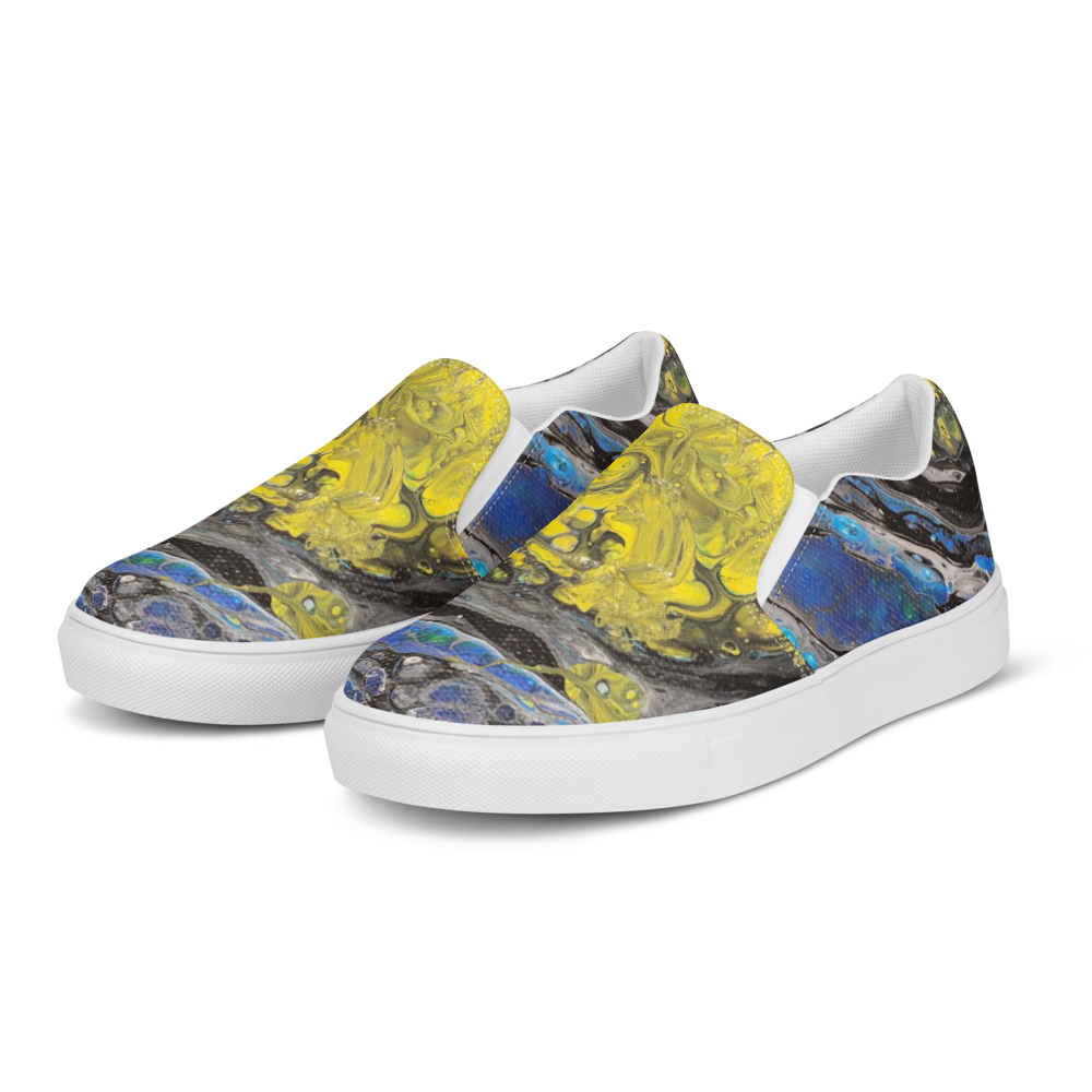 Sneakers with artistic design on a white background